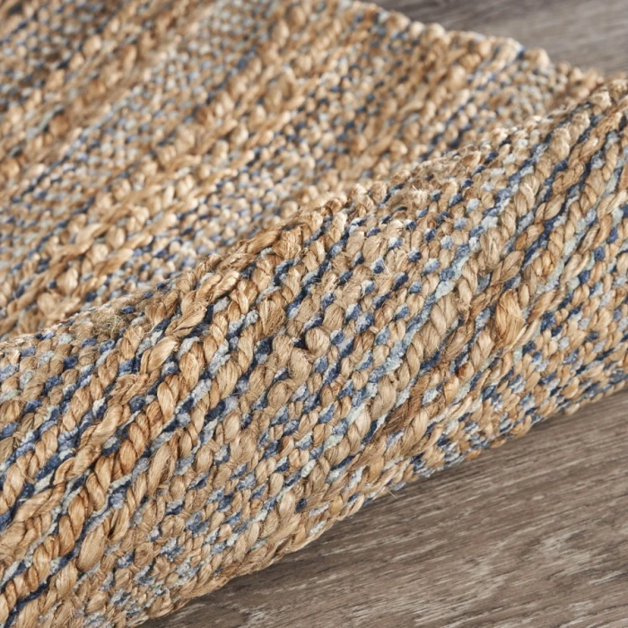Rugs Town Fiber Natural Jute/Navy blue 3338 2 ft. 6 in. X 7 ft. 9 in. Rect. Rug