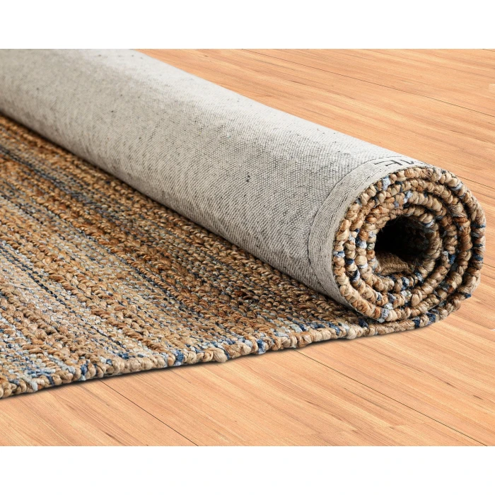 Rugs Town Fiber Natural Jute/Navy blue 3338 2 ft. 6 in. X 7 ft. 9 in. Rect. Rug