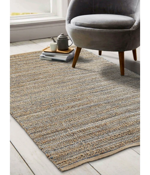 LR Home Natural Fiber Natural Jute/Navy blue 03338 2 ft. X 3 ft. Rect. Rug