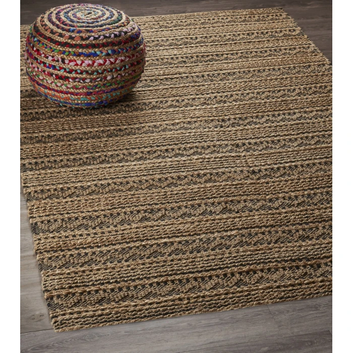 LR Home Natural Fiber Black NATUR 9ft. x 12ft. Rectangle Rug