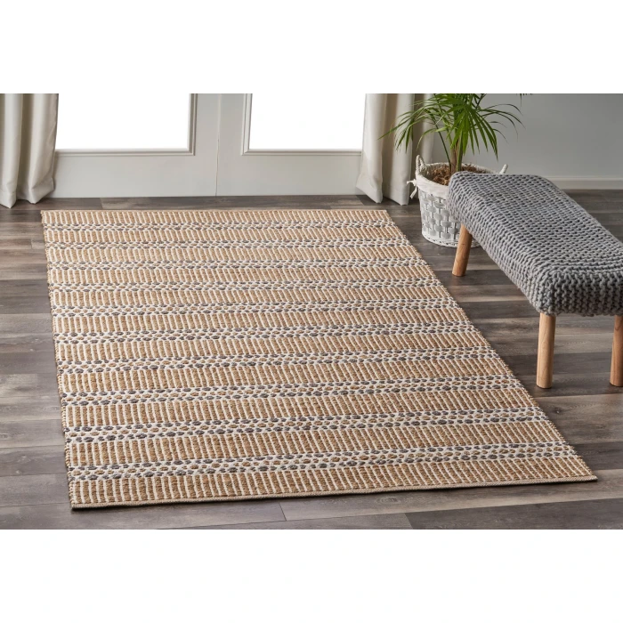 LR Home Natural Fiber Natural/Gray 03376 5 ft. X 7 ft. 9 in. Rect. Rug