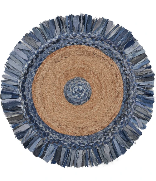 LR Home NATURAL FIBER 3380 Denim/ Blue 5'6" Round Rug