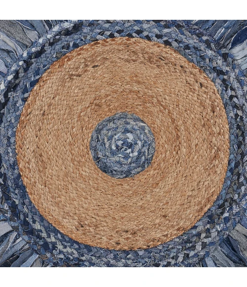 LR Home NATURAL FIBER 3380 Denim/ Blue 5'6" Round Rug