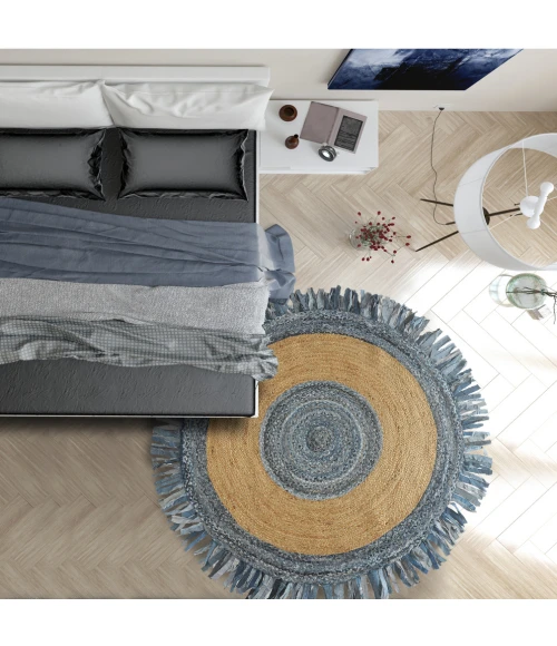 LR Home NATURAL FIBER 3380 Denim/ Blue 5'6" Round Rug