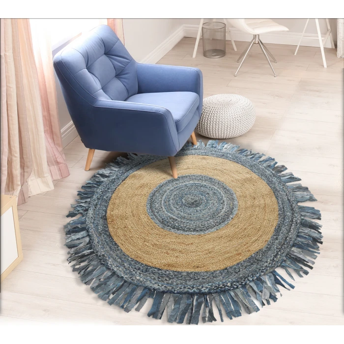 Rugs Town Fiber 3380 Denim/ Blue 5'6" Round Rug