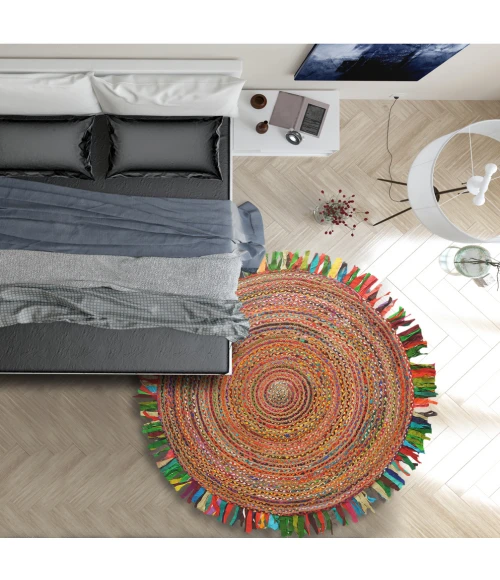 LR Home NATURAL FIBER 3382 Multi 5'6" Round Rug