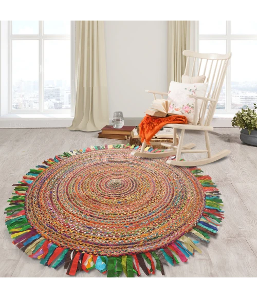 LR Home NATURAL FIBER 3382 Multi 5'6" Round Rug