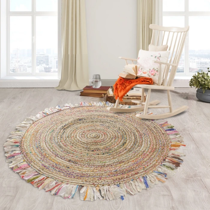 LR Home NATURAL FIBER 3383 Pastel 3'6" Round Rug
