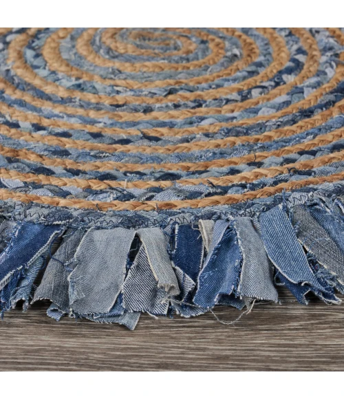 LR Home NATURAL FIBER 3384 Denim/ Blue 5'6" Round Rug