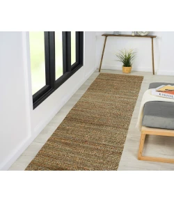 Nathalia NAT-AJ Natural jute /smoke green 2 ft. 6 in. x 7 ft. 9 in. Runner Rug