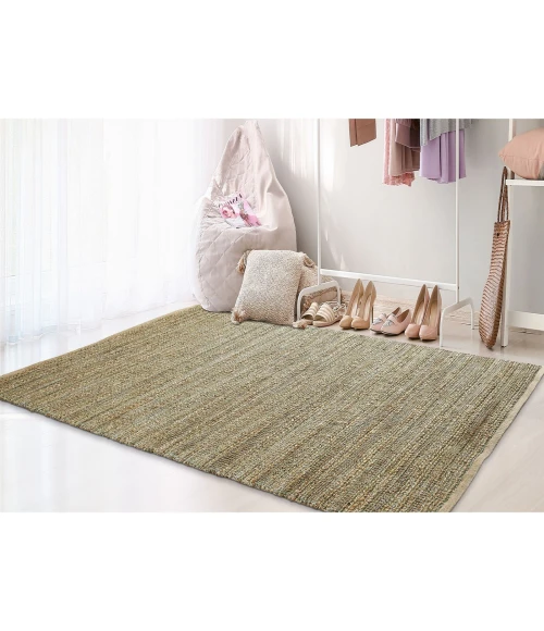LR Home Natural Fiber Natural/Smoke Green 03391 9 ft. X 12 ft. Rect. Rug