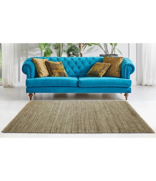 LR Home Natural Fiber Natural/Smoke Green 03391 9 ft. X 12 ft. Rect. Rug