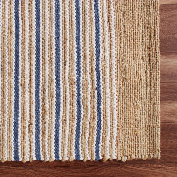 LR Home Hampton Tan/Blue/White 03392 7 ft. 9 in. X 9 ft. 9 in. Rect. Rug