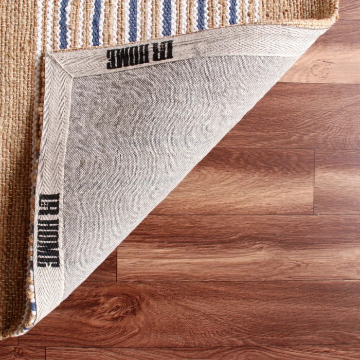 LR Home Hampton Tan/Blue/White 03392 7 ft. 9 in. X 9 ft. 9 in. Rect. Rug