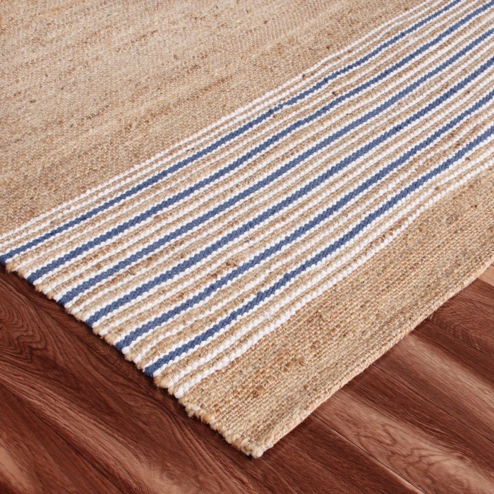 LR Home Hampton Tan/Blue/White 03392 7 ft. 9 in. X 9 ft. 9 in. Rect. Rug