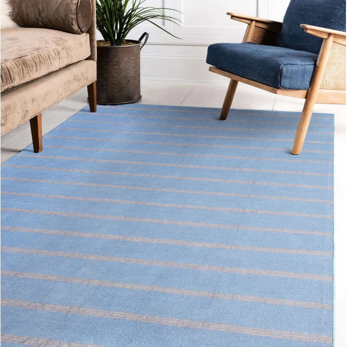 LR Home Hampton Light Blue/Tan 03393 5 ft. X 7 ft. 9 in. Rect. Rug
