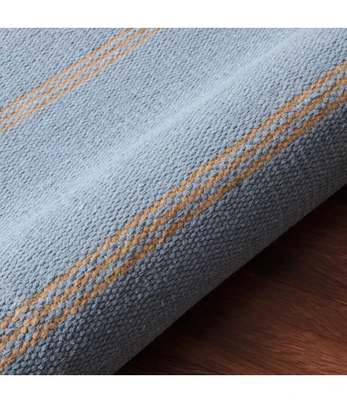 LR Home Hampton Light Blue/Tan 03393 7 ft. 9 in. X 9 ft. 9 in. Rect. Rug