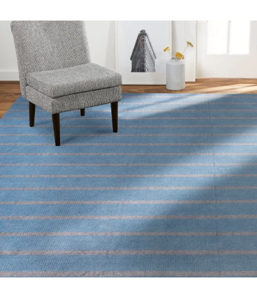 LR Home Hampton Light Blue/Tan 03393 7 ft. 9 in. X 9 ft. 9 in. Rect. Rug