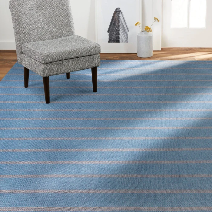 LR Home Hampton Light Blue/Tan 03393 5 ft. X 7 ft. 9 in. Rect. Rug