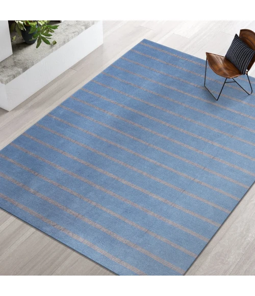 LR Home Hampton Light Blue/Tan 03393 7 ft. 9 in. X 9 ft. 9 in. Rect. Rug