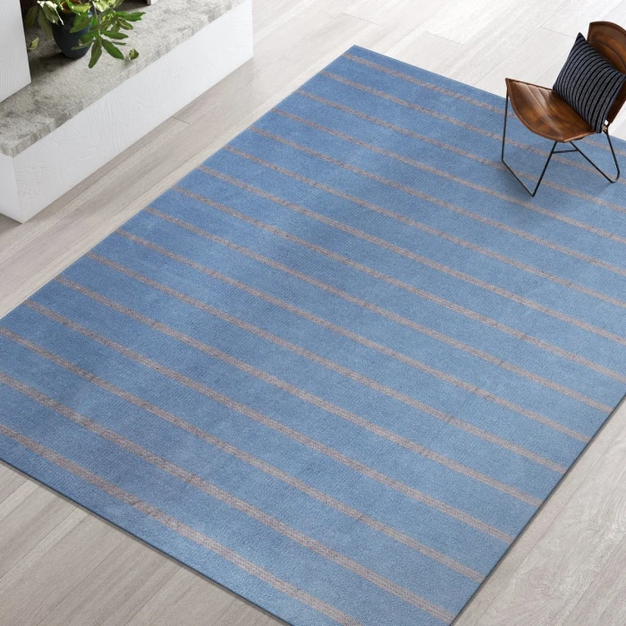 LR Home Hampton Light Blue/Tan 03393 5 ft. X 7 ft. 9 in. Rect. Rug