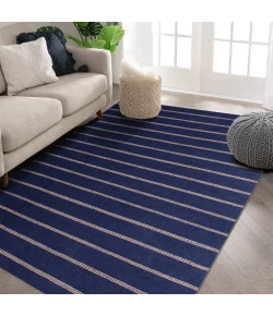 LR Home Hampton Navy Blue/Tan 03396 7 ft. 9 in. X 9 ft. 9 in. Rect. Rug