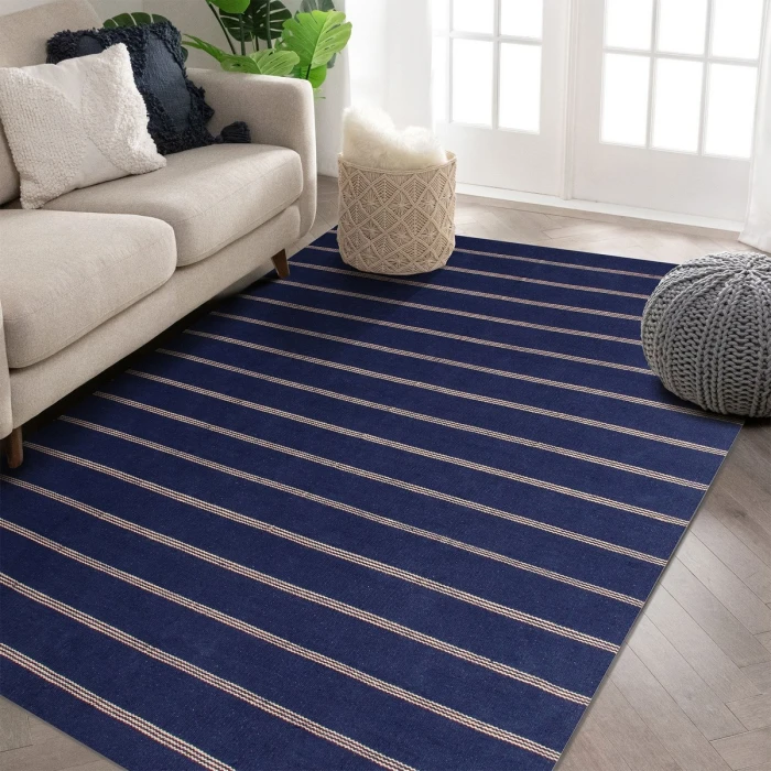 LR Home Hampton Navy Blue/Tan 03396 5 ft. X 7 ft. 9 in. Rect. Rug
