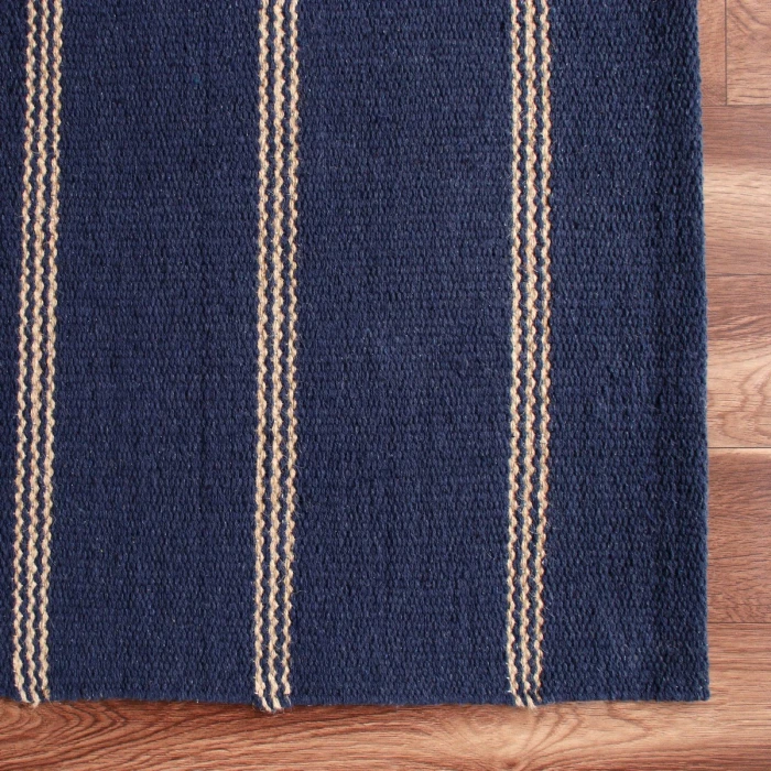 LR Home Hampton Navy Blue/Tan 03396 5 ft. X 7 ft. 9 in. Rect. Rug