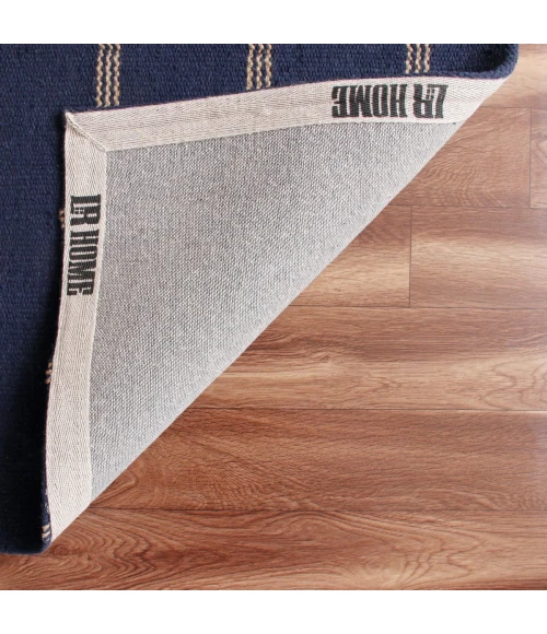 LR Home Hampton Navy Blue/Tan 03396 7 ft. 9 in. X 9 ft. 9 in. Rect. Rug