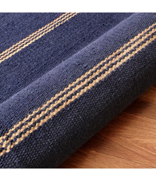 LR Home Hampton Navy Blue/Tan 03396 7 ft. 9 in. X 9 ft. 9 in. Rect. Rug