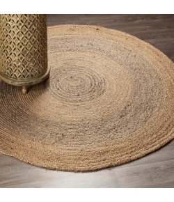 LR Home Natural Fiber 12032 Natural/ Gray 8' Round Rug
