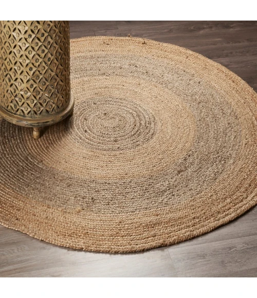 LR Home NATURAL FIBER 12032 Natural/ Gray 8' Round Rug