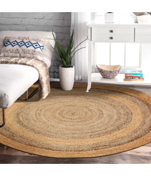 LR Home NATURAL FIBER 12032 Natural/ Gray 8' Round Rug