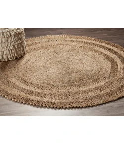 LR Home Natural Fiber 12034 Gray 6' Round Rug