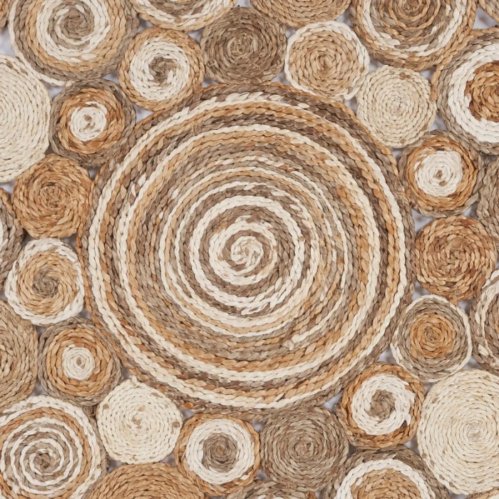 LR Home NATURAL FIBER 12039 Bleach/ Gray 7'-6" X 7'-6" Round Rug
