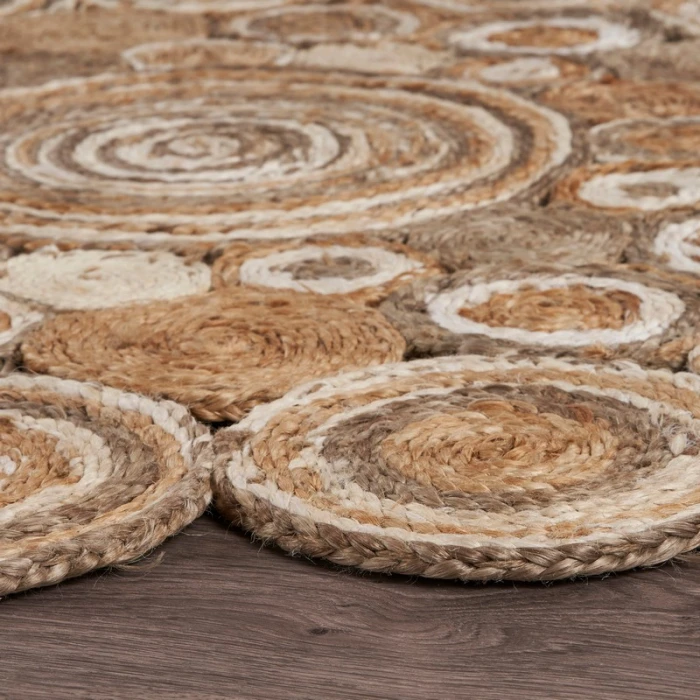 LR Home NATURAL FIBER 12039 Bleach/ Gray 7'-6" X 7'-6" Round Rug