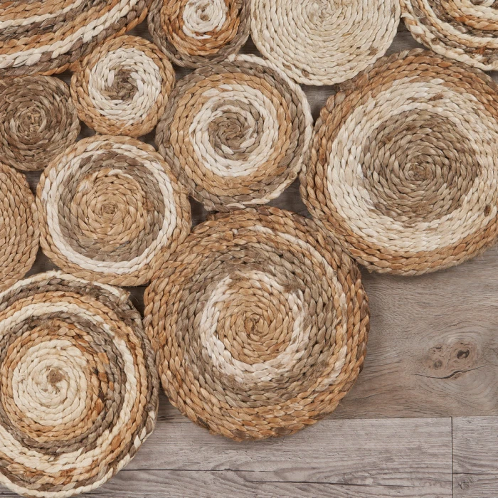 LR Home NATURAL FIBER 12039 Bleach/ Gray 7'-6" X 7'-6" Round Rug