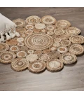 LR Home NATURAL FIBER 12039 Bleach/ Gray 7'-6" X 7'-6" Round Rug