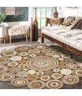 LR Home NATURAL FIBER 12039 Bleach/ Gray 7'-6" X 7'-6" Round Rug