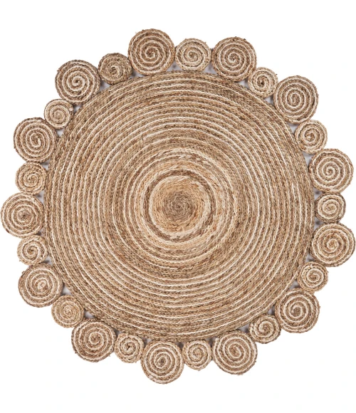 LR Home NATURAL FIBER 12040 Natural 7'-6" X 7'-6" Round Rug