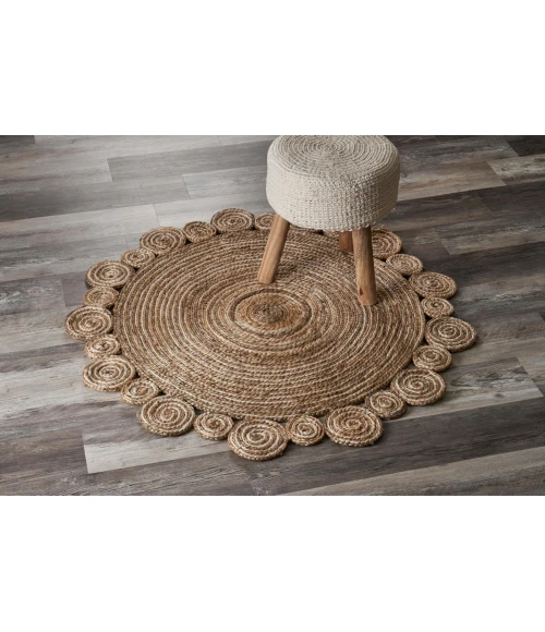 LR Home NATURAL FIBER 12040 Natural 7'-6" X 7'-6" Round Rug
