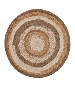 LR Home Natural Fiber 12041 Bleach/ Gray 4' X 4' Round Rug