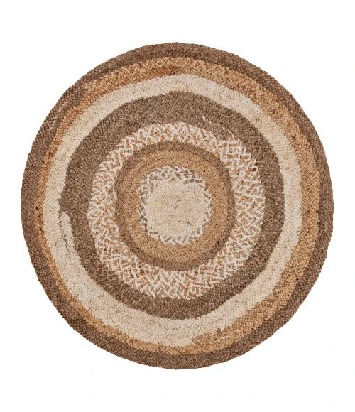 LR Home NATURAL FIBER 12041 Bleach/ Gray 4' X 4' Round Rug