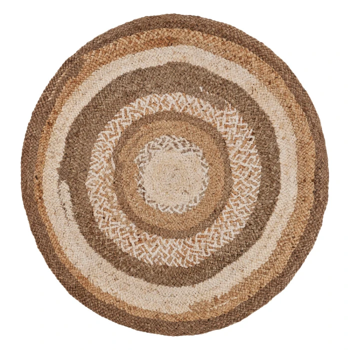 LR Home NATURAL FIBER 12041 Bleach/ Gray 7'-6" X 7'-6" Round Rug