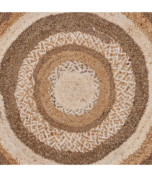 LR Home NATURAL FIBER 12041 Bleach/ Gray 4' X 4' Round Rug