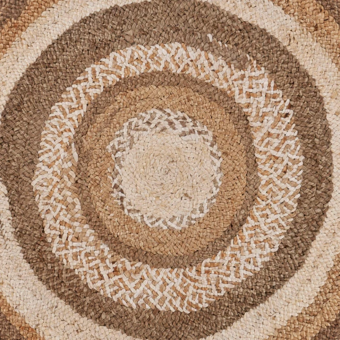 LR Home NATURAL FIBER 12041 Bleach/ Gray 7'-6" X 7'-6" Round Rug