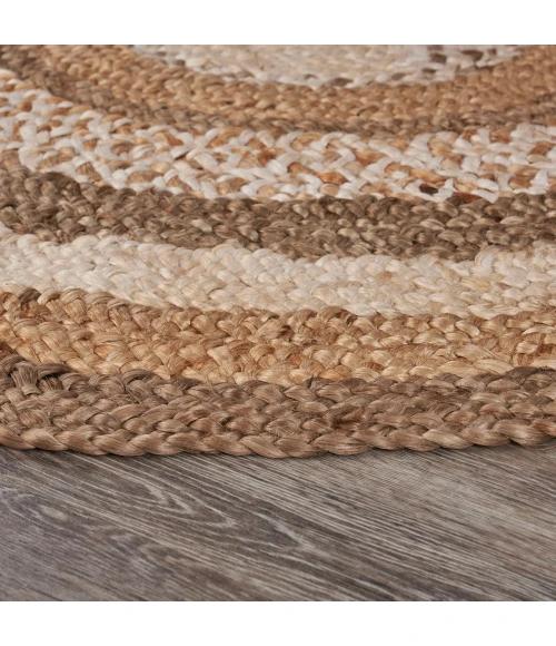 LR Home NATURAL FIBER 12041 Bleach/ Gray 4' X 4' Round Rug