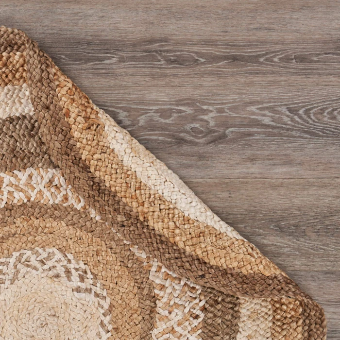 LR Home NATURAL FIBER 12041 Bleach/ Gray 7'-6" X 7'-6" Round Rug