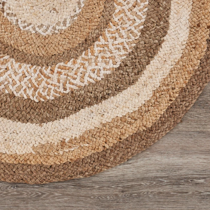 LR Home NATURAL FIBER 12041 Bleach/ Gray 7'-6" X 7'-6" Round Rug