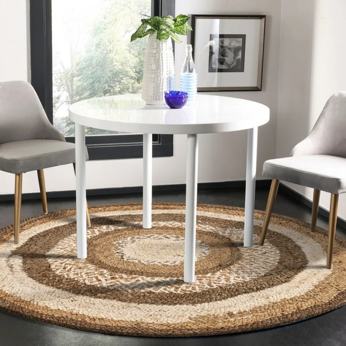 LR Home NATURAL FIBER 12041 Bleach/ Gray 7'-6" X 7'-6" Round Rug